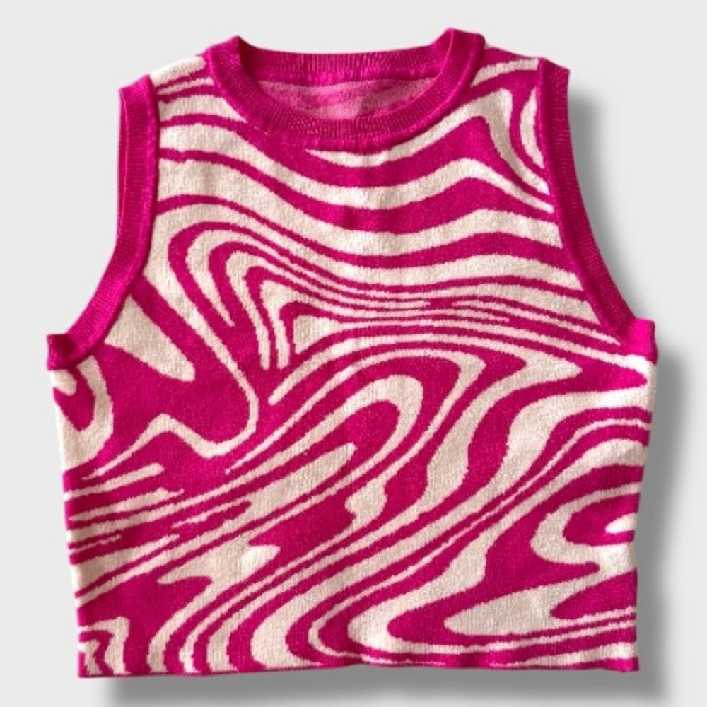 Pink & White Women's Crop Top - M - Picture 5 of 8